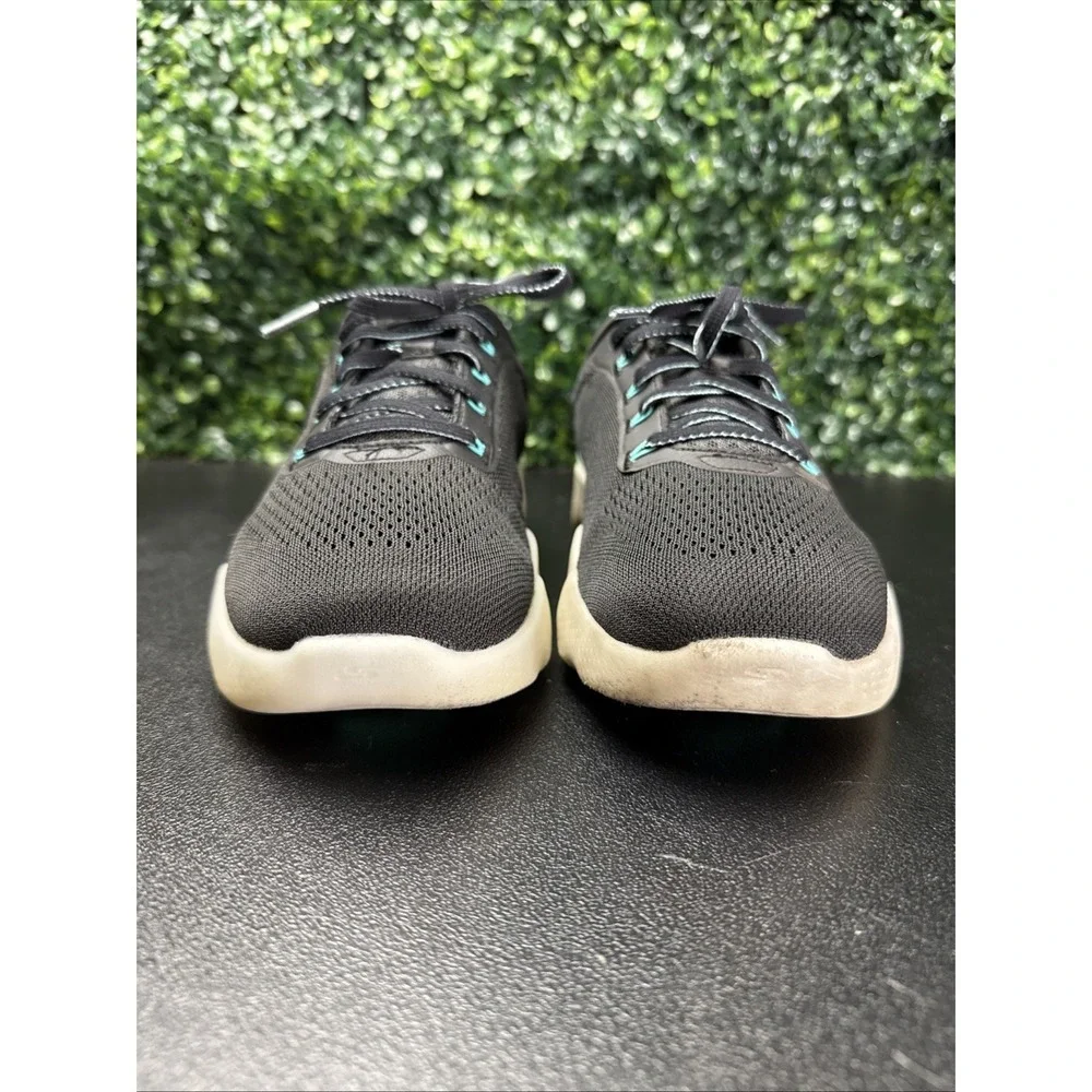SKECHERS Women's Mesh Lace Up Athletic Sneakers Size 8 Black White Blue